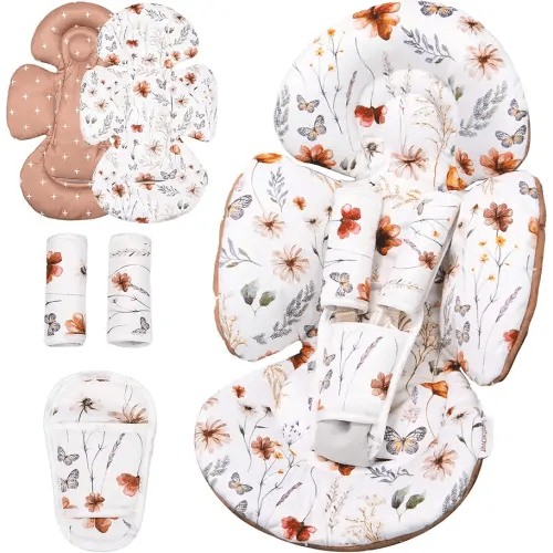 Generic Infant Car Seat Insert Compatible with Mamaroo Swing & Graco Swing and Infant Car Seat, Newborn Insert Baby Head Body Support, Reversible Design, Breathable Fabric, 1Pcs - Brown Wildflower