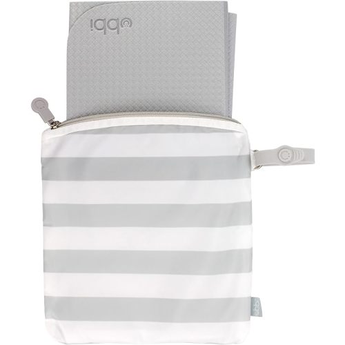 Ubbi Portable Changing Mat with Gray and White Storage Bag, Gray