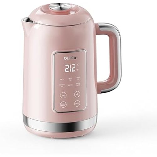 Electric Kettle Temperature Control: OLEGA 1.5L Stainless Steel Smart Kettle Hot Water Boiler, 6 Temp Presets, 1200W Fast Boiling Electric Tea & Coffee Kettle, Electric Kettles Teapot for Home -Pink