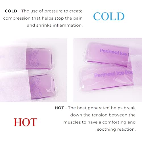 Perineal Cooling Pad, Postpartum Cold Packs Gel Bead Ice Pack Cold Therapy for Women After Pregnancy and Delivery, 2 Ice Pack and 3 Cover (Purple Gel Ice Pack)