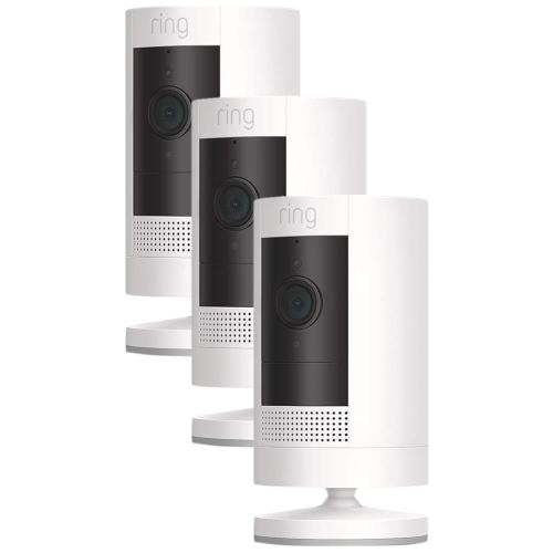 Ring Outdoor Cam (Stick Up Cam), Weather-resistant home or business security camera, outdoor ready, Live View, Color Night Vision, Two-Way Talk, motion alerts, Works with Alexa, 3-pack, White