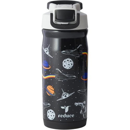 Reduce Hydrate Pro Kids 14oz Stainless Steel Insulated Water Bottle w/Straw – Spill Proof Tumbler for Kids – 30 Hour Cold Retention – Dishwasher Safe Leak-Proof Design - Galaxy