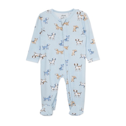 Little Me Puppy Play Stretch Viscose Zip Footie (Nordstrom Exclusive) (Men) | Nordstromrack