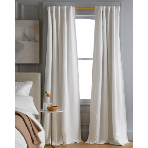 European Linen Room Darkening Curtain in Flax