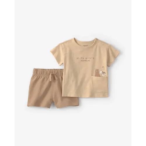Baby Boy 2-Piece 'Enjoy Every Moment' Top & Short Set - Yellow/Brown | Carter's