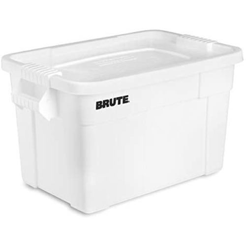 Rubbermaid Commercial Products Brute Tote Storage Container With Lid, 20-Gallon, White (Fg9S3100Wht)