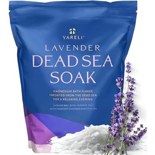 Yareli Magnesium Flakes, 5lb Lavender, Dead Sea Bath and Foot Soak, Alternative to Epsom Salt with Over 250,000mg of Magnesium Chloride Per Bag