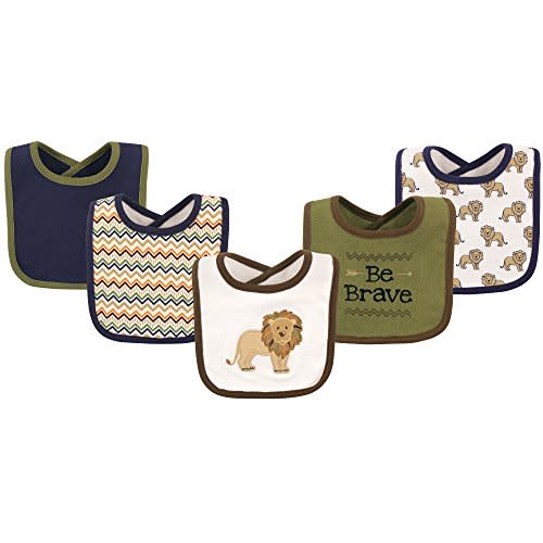 Hudson Baby Unisex Baby Cotton Bibs, Lion, One Size