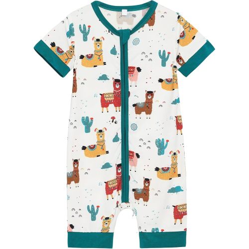 Baby Boys Girls Romper Short Sleeve Infant Sleepers Play Romper Soft Viscose from Bamboo Pajamas Toddler 0-24M