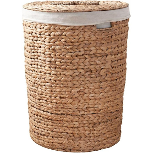 SOL HOME Round Woven Wicker Laundry Hamper with Lid