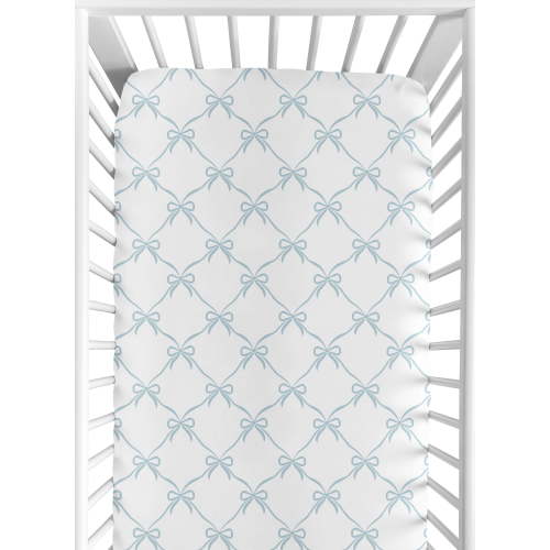 Sweet Jojo Designs Ballerina and Ballet Bows Blue Girl Fitted Crib Sheet