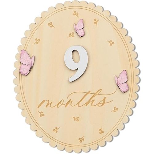 Baby Girl Monthly Milestone Signs, 1-12 Monthly Baby Milestone Girl, Newborn Photography Props Double-Sided, Nursery Decor for Girls (M06)