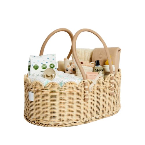 Baby Diaper Caddy Organizer "POPPY" Handmade & Natural by BEBE BASK® – BEBE BASK