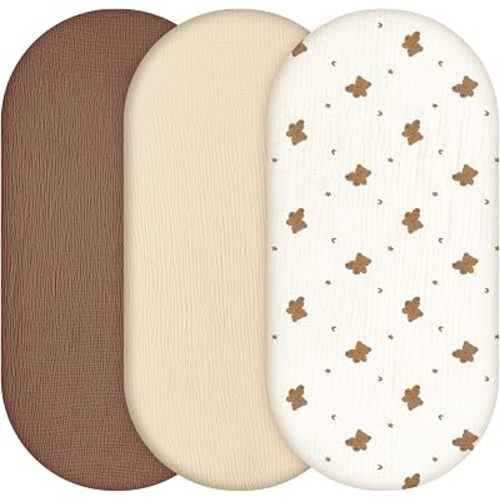 Bassinet Sheets Fitted 3 Pack Muslin Baby Bedside Bassinet Sheets