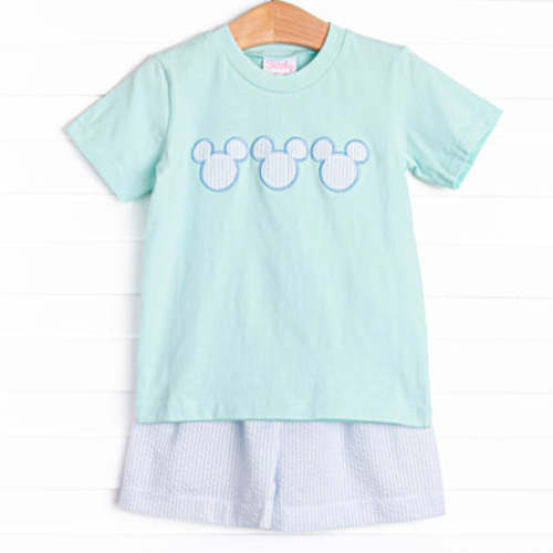 Minted Mouse Applique Short Set, Green – Stitchy Fish