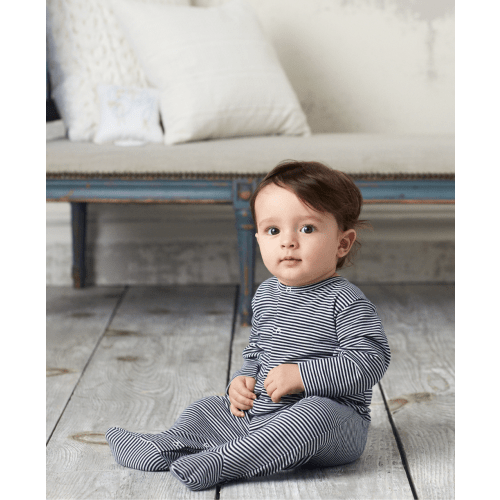 Navy Kissy Essentials Stripe Footie