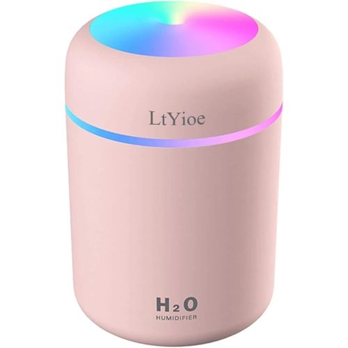 Colorful Cool Mini Humidifier, USB Personal Desktop Humidifier for Car, Office Room, Bedroom,etc. Auto Shut-Off, 2 Mist Modes, Super Quiet. (Pink)