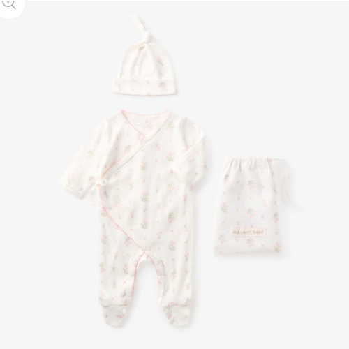 Folklore Floral Organic Cotton Pointelle Layette 2PC Set – Elegant Baby