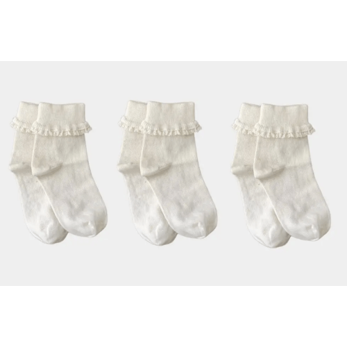 Pure Organic Lace Socks - 1-2Y - 3 Pairs
