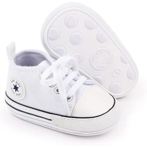 Unisex Baby Girls Boys Canvas High-top Shoes, Newborn Infant Anti-Slip Soft Sole Frist Walking Breathable Sneakers