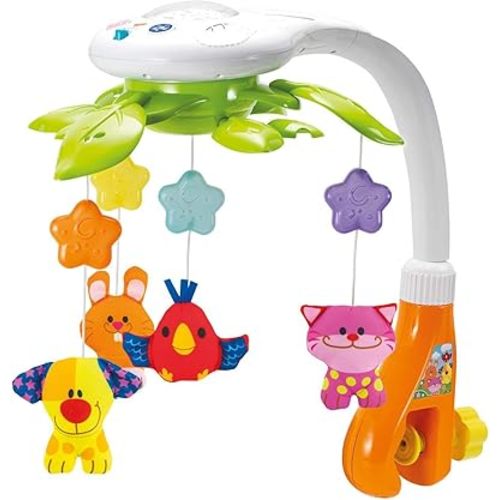 KiddoLab Baby Crib Mobile with Relaxing Music. Includes Ceiling Light Projector with Stars, Animals. Musical Crib Mobile with Timer. Nursery Toys for Babies Ages 0 & Older