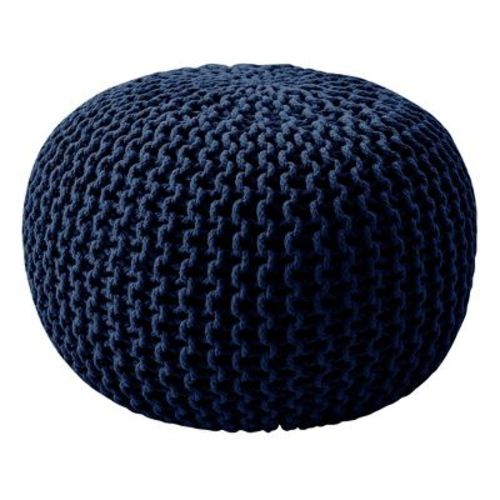 Round Pouf Foot Stool Ottoman by Sweet Home Collection - Navy Blue