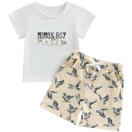 WZTYYDS Toddler Boys Summer Outfits Animal Print Short Sleeve T-Shirt and Elastic Shorts for 2 Piece Vacation Clothes Set