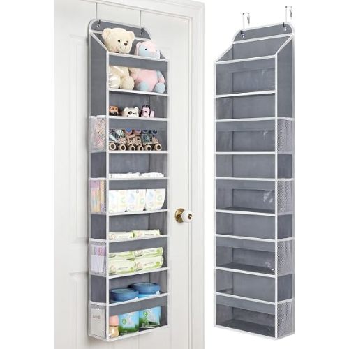 Yecaye 1 Pc 5-Tier Over the Door Organizer with Clear PVC Windows, Gray