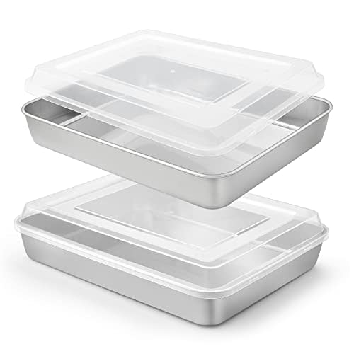 Herogo Baking Pan with Lid, 9 x 12 Inch Stainless Steel Lasagna Pan Deep, Rectangle Cakes Bakeware with Lid for Brownies Casseroles, Dishwasher Safe