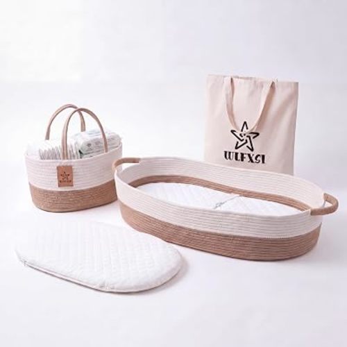 Baby Changing Basket with Diaper Caddy, Moses Basket for Newborn