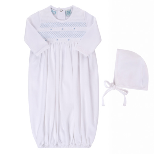 Baby Smocked Bullion Gown with Bonnet