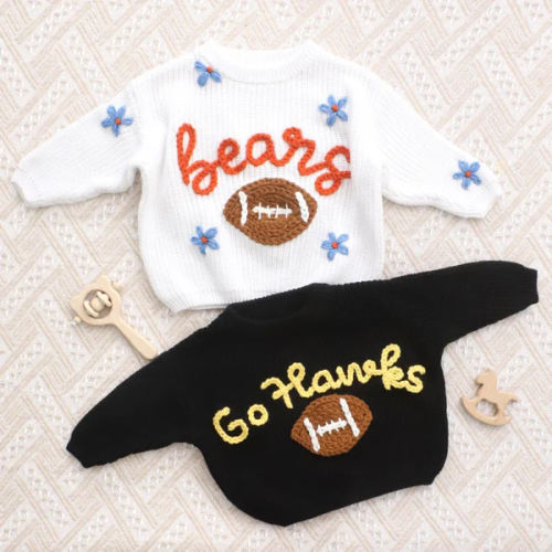 Custom NFL Football Baby Sweater, Personalized Sports Team Sweater, Football Fan Gift, Baby Steelers Sweater, Game Day Outfit, SKOL/Go Birds