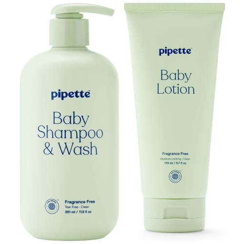 Pipette Fragrance-Free Baby Bath & Hydration Bundle (Shampoo + Wash 11.8 fl oz + Lotion 5.7 fl oz)