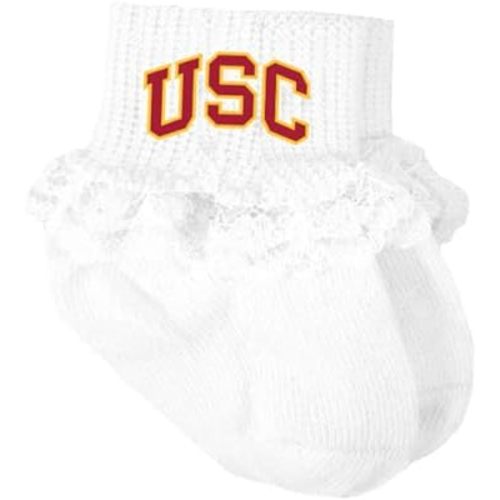 Southern Cal USC Trojans Licensed Baby Socks with Lace, 0-6 months