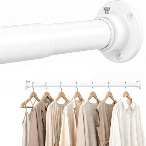 Closet Rods for Hanging Clothes, 17-53" Adjustable Metal Closet Rod