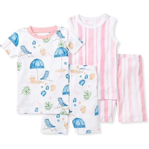 Burt's Bees Baby Baby Girls' Pajamas, Sleeve Tee and Shorts 2-Piece Pj Set, 100% Organic Cotton