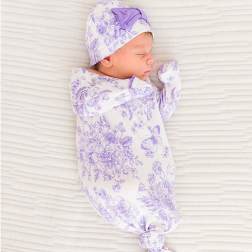 Ruffle Knotted Sleep Gown & Hat Set
