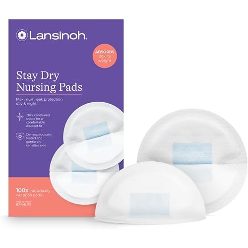 Lansinoh Stay Dry Disposable Nursing Pads, 100 Count