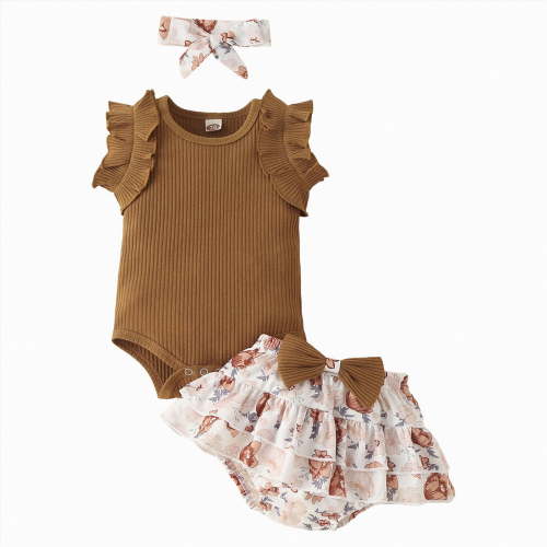 Leey-World Baby Onesies Baby Onsies Solid Baby Bodysuit Romper Blank for Girls Girl Onesies(Coffee,6-9 Months)