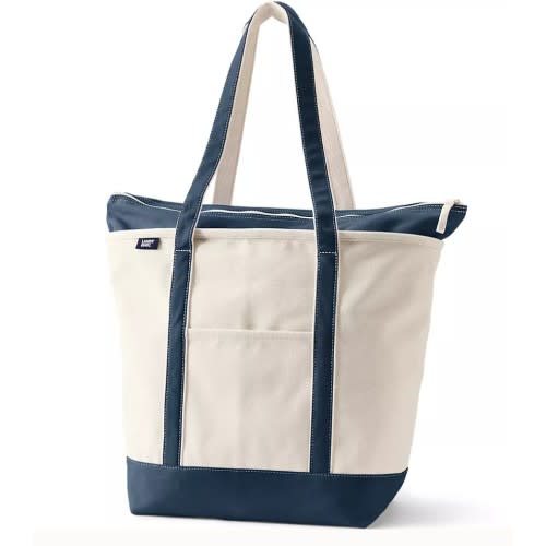 Large, Zip-Top, Long Handle Canvas Tote Bag | Lands' End