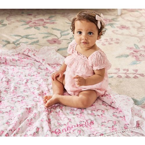 LoveShackFancy Floral Heart Oversized Organic Muslin Baby Blanket