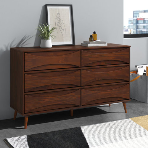 Wade Logan® Amoakuh 6 Drawer Solid Wood Double Dresser & Reviews | Wayfair