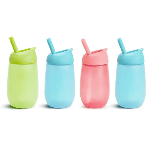 Munchkin® Simple Clean™ Toddler Sippy Cup with Easy Clean Straw, 10 Ounce, 4 Pack, Blue/Green/Pink