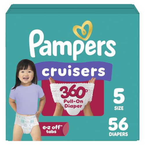 Pampers Diapers - Cruisers 360 - Size 5, 56 Count, Babyproof up to 100% Leakproof Pull-On Diaper