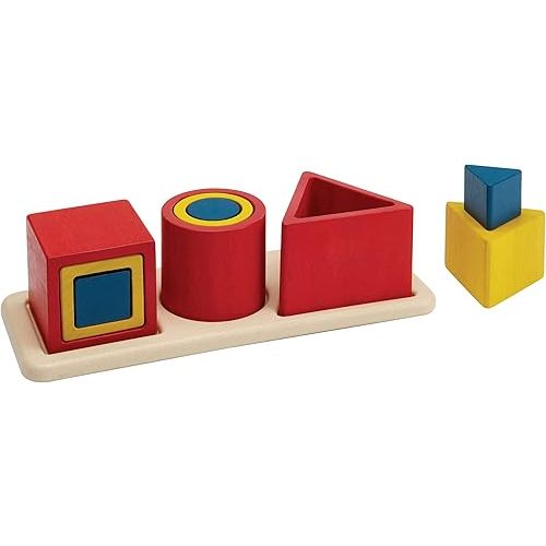 PlanToys® Nesting Puzzle Wooden Toy Set for Kids Ages 3+ | Montessori Stacking & Shape Recognition Activity for Spatial Awareness, Creativity & Coordination | Eco-Friendly Educational Toy