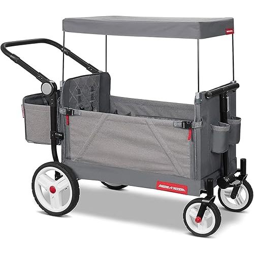 Radio Flyer Odyssey Collapsible Stroll N Wagon with Storage Bag, Light Gray