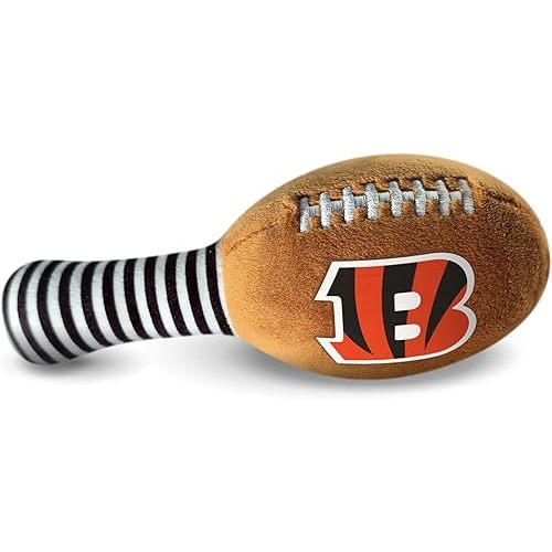 Cincinnati Bengals Plush Football Rattle by Smilo - Officially Licensed NFL Baby Rattle Toy - Soft Baby Rattle with Bell - for Babies and Toddlers from 3 Months