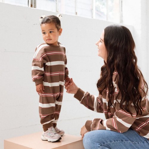 Striped Long Sleeve Romper