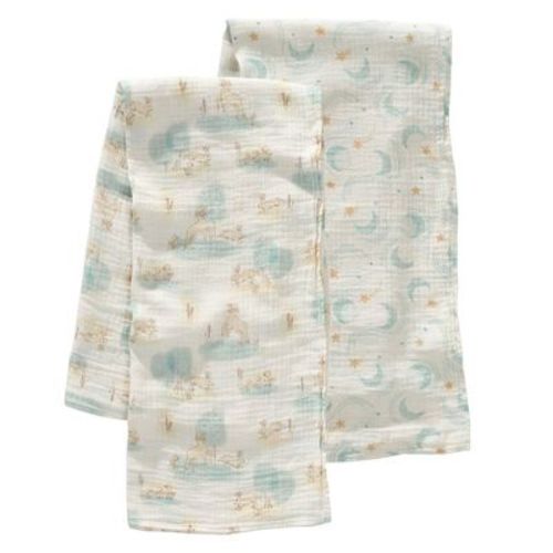 Lambs & Ivy Signature 2-Pk Organic Muslin Celestial/Meadow Swaddle Blankets