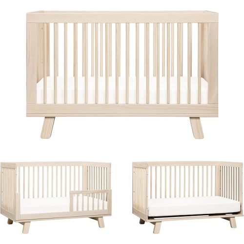 Babyletto Hudson 3-in-1 Convertible Baby Crib - GREENGUARD Gold Certified - Convertible Crib to Toddler Bed and Daybed - Baby Bed with 4 Adjustable Heights - Wooden Crib - Washed Natural